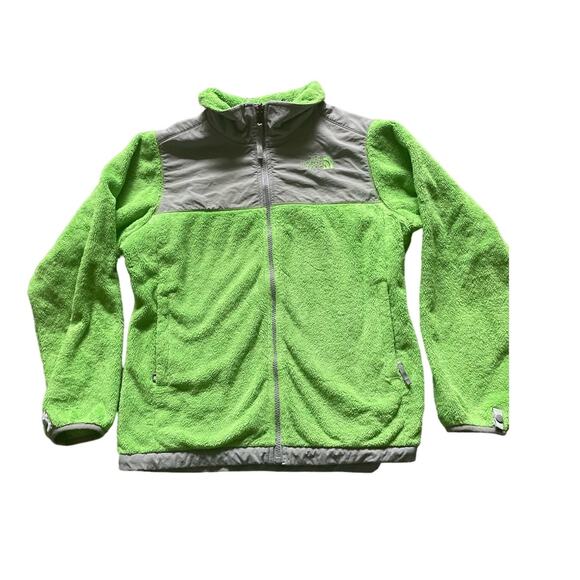 The NorthFace Bright Green Denali Full Zip Youth Girls Jacket Large14/16 - Picture 1 of 11